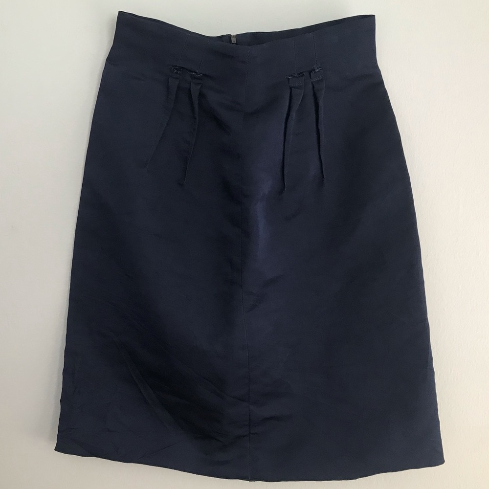 Lanvin Navy Knee Length Pleated Skirt Size 4